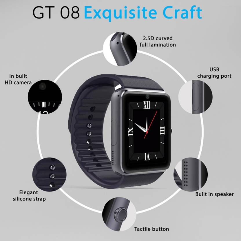 GT08 Bluetooth Smart Watch Sync Notifier With SIM