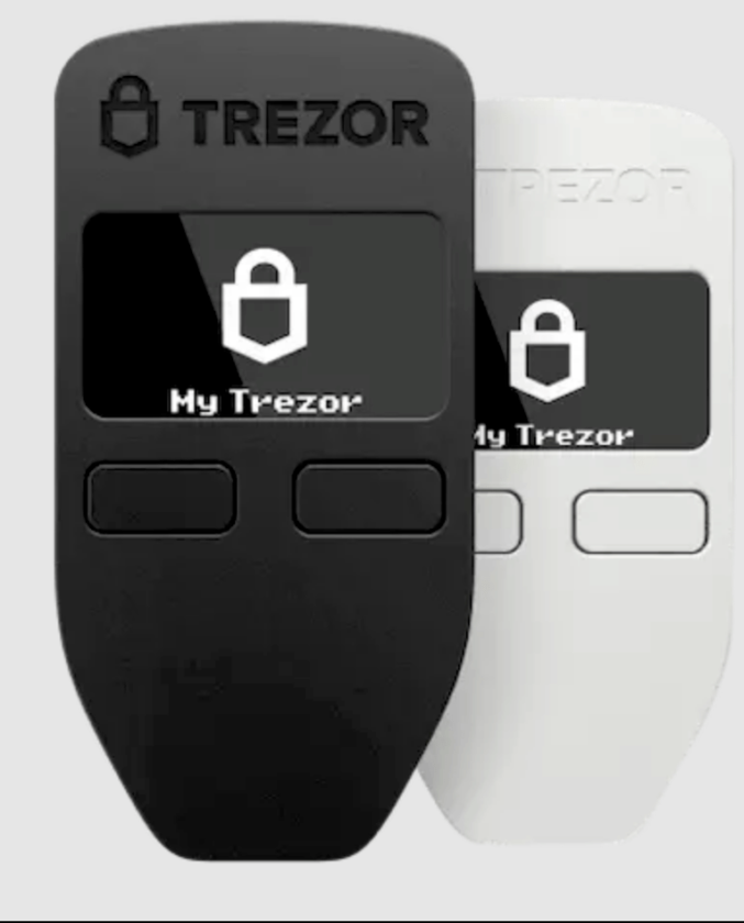 Trezor one hardware wallet white and black